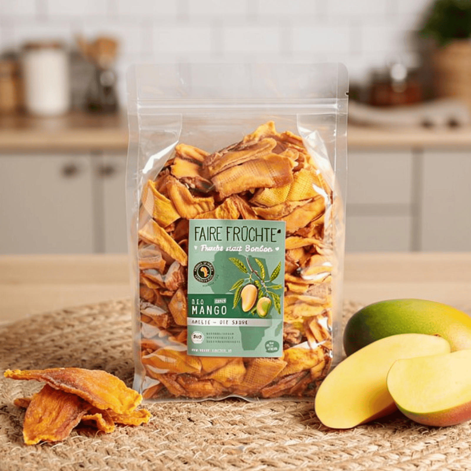 Bio Mangostreifen Amelie 1kg Packung - intensiv saure getrocknete Mango aus Burkina Faso
